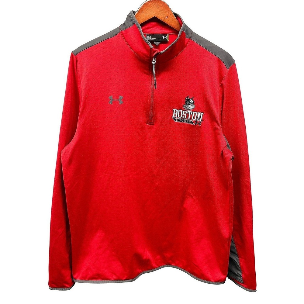 Under Armour Boston University Pullover Mens L Red Quarter Zip Fleece Collegiate